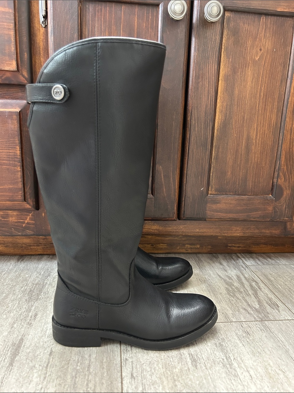 Frye & Co Kellie Button Black Tall Riding Boots